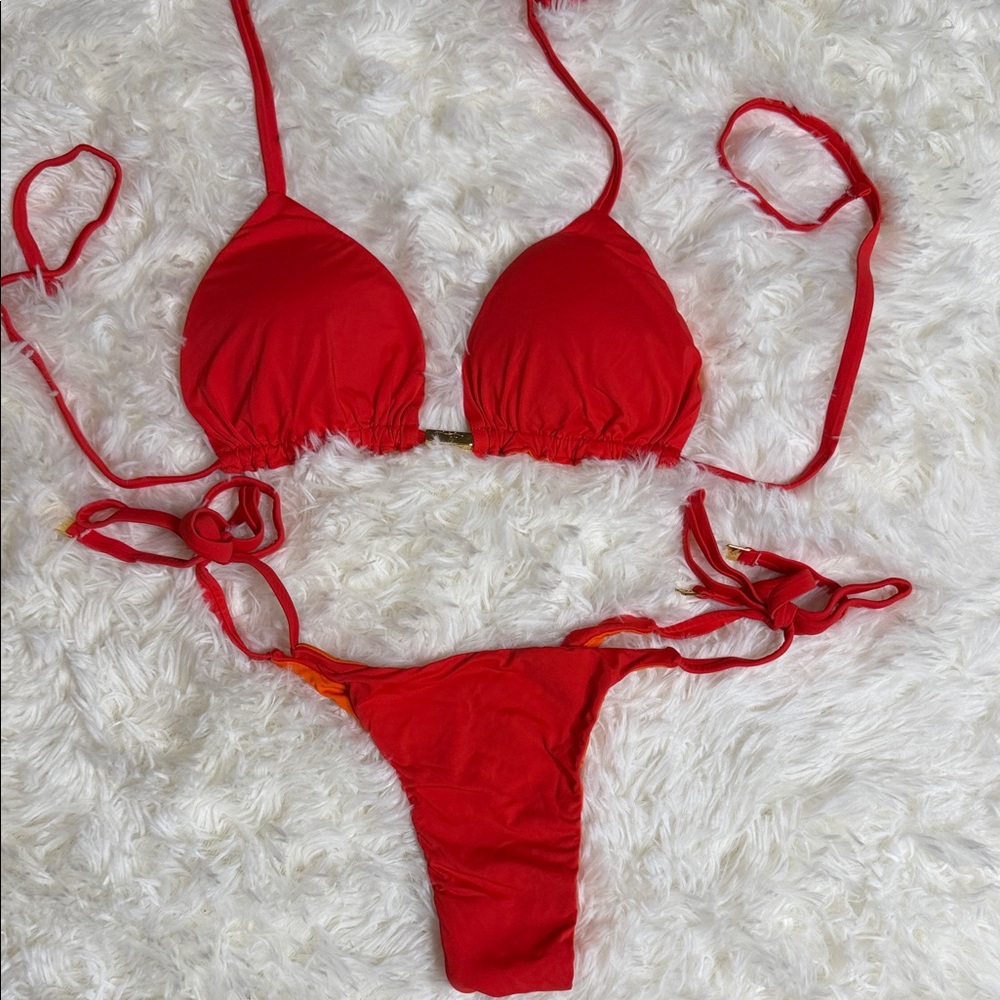 Brazilian Cheeky Red Triangle Bikini Set
